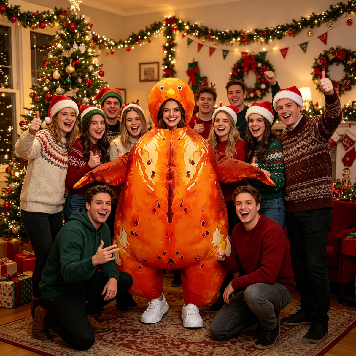 SAYGO Inflatable Thanksgiving Turkey Mascot Costume Roast Turkey Cosplay Funny Suit Costume Adult Festival Carnival Costume