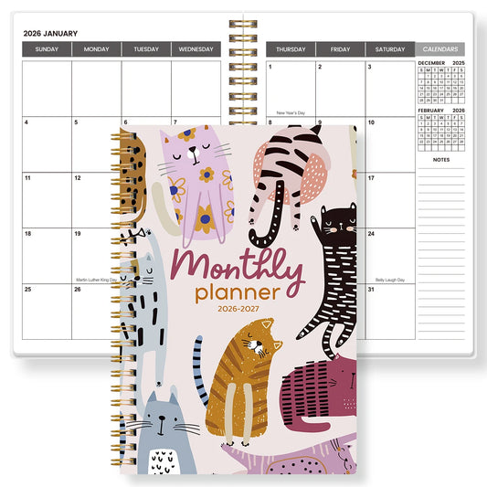 A5 2026-2027 Academic Planner Weekly Monthly Organizer, Jan 2026 to Dec 2027, School Student Teacher Spiral Notebook Calendar
