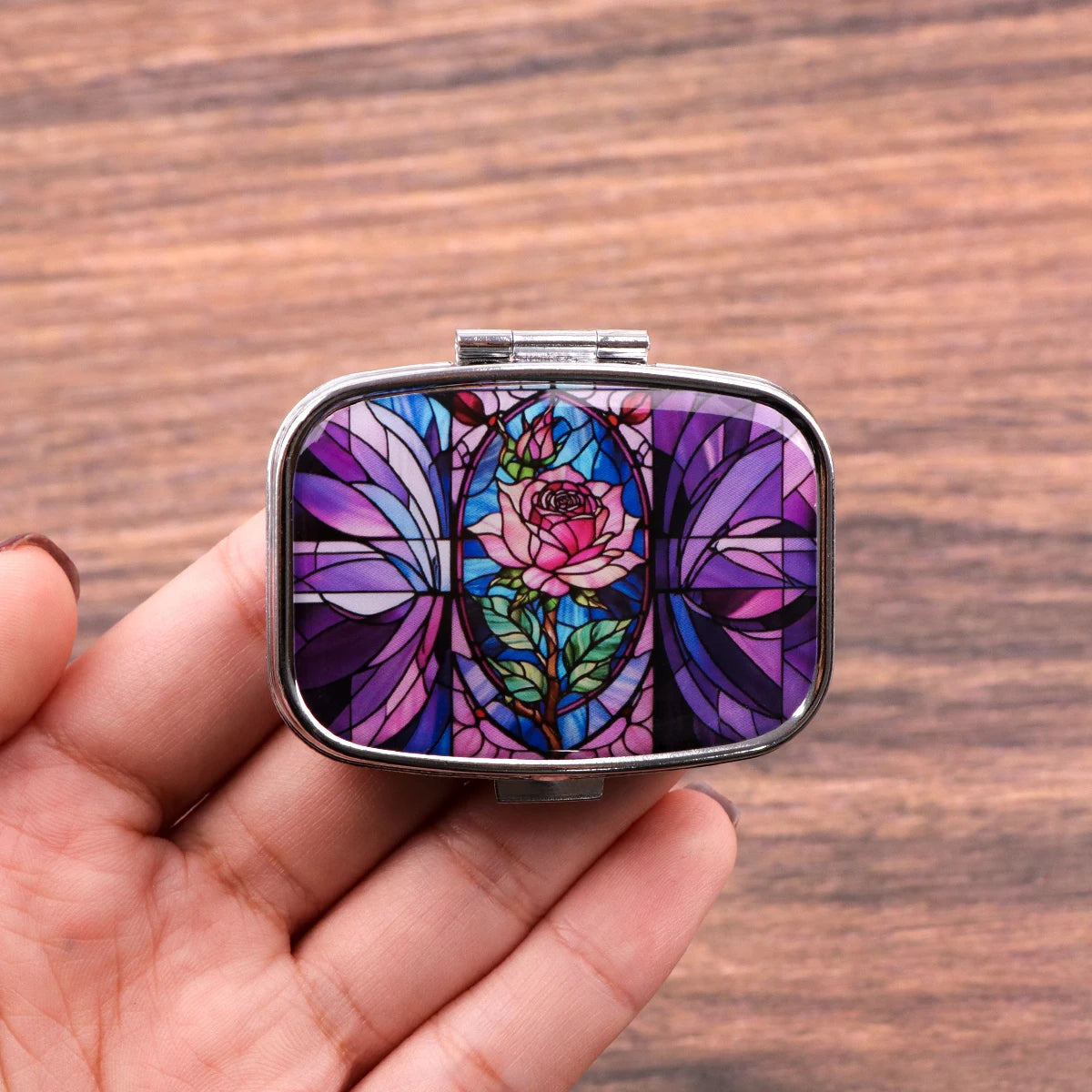 Stained Glass Metal Medicine Box Marbling Pill Packaging Health Products Moisture Resistant Storage Case Personalized Casket