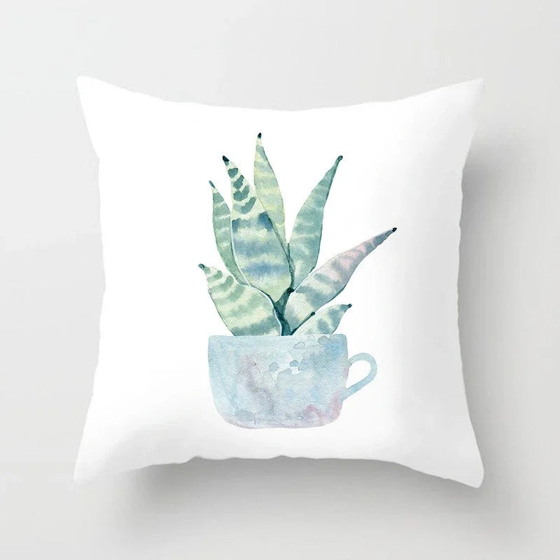 Cactus Flower Pattern Summer Decorative Cushions Pillowcase Polyester Cushion Cover Throw Pillow Sofa Decoration Pillowcover