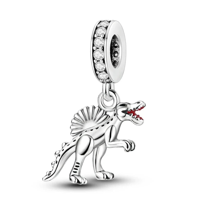 925 Silver elephant lion rhinoceros dinosaur Animal Charms Beads Fit 4MM hole diamet Bracelets Fine DIY Christmas Jewelry Gifts