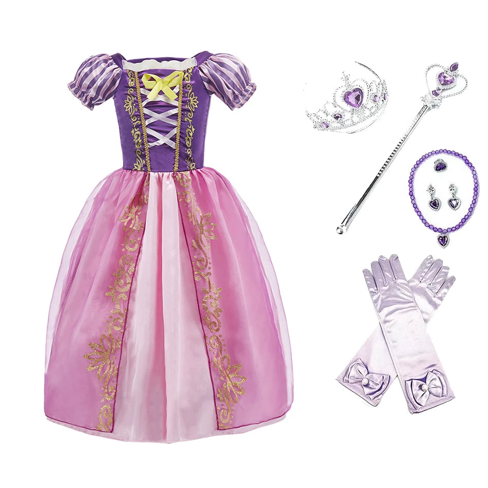 Baby Girl Rapunzel Costume Children Sleeping Beauty Belle Sofia Dress Kids Halloween Carnival Party Princess Dress Girl Disguise