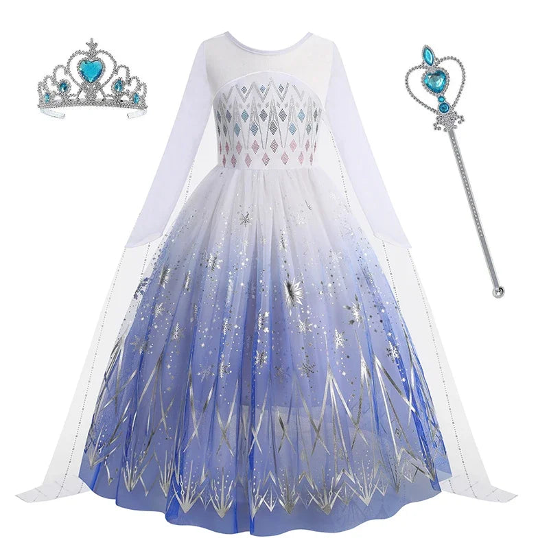 Anna Elsa Princess Girls Dress Up Winter Snow Queen Costume Carnival Party Halloween Kids Carnival Birthday Party Clothes