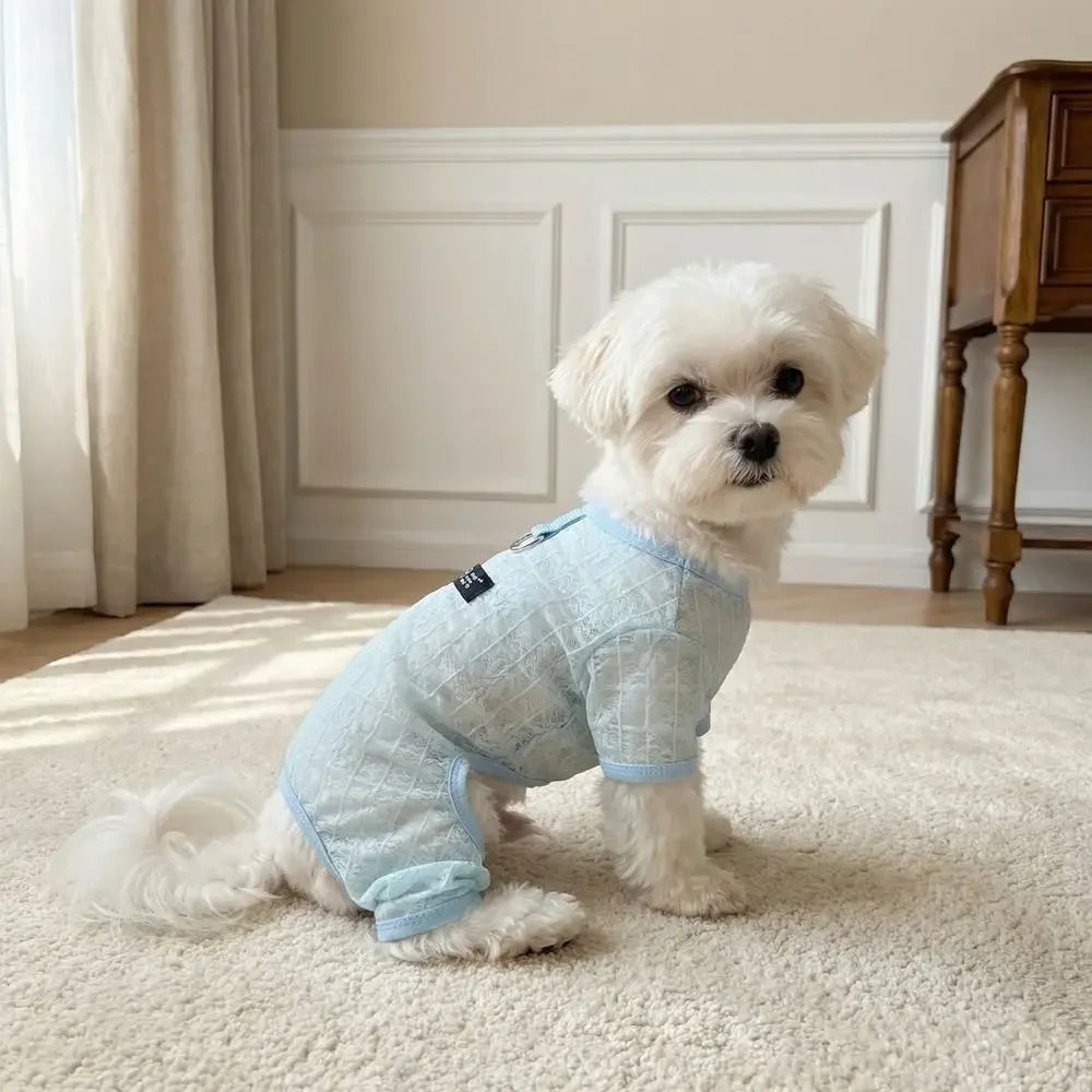 Spring Summer Dog Four Legged Jumpsuit Breathable Mesh Thin Pet Clothes Sun Protection Cooling Puppy Outfit Soft Comfortable App