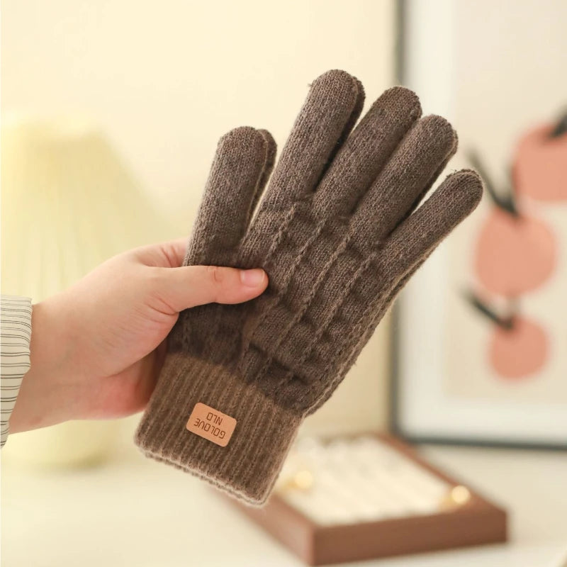 Women Warm Gloves Thick Plush Knitted Gloves Touch Screen Men Women Fashion Autumn Winter Keep Warm Riding Skiing Outdoor Gloves