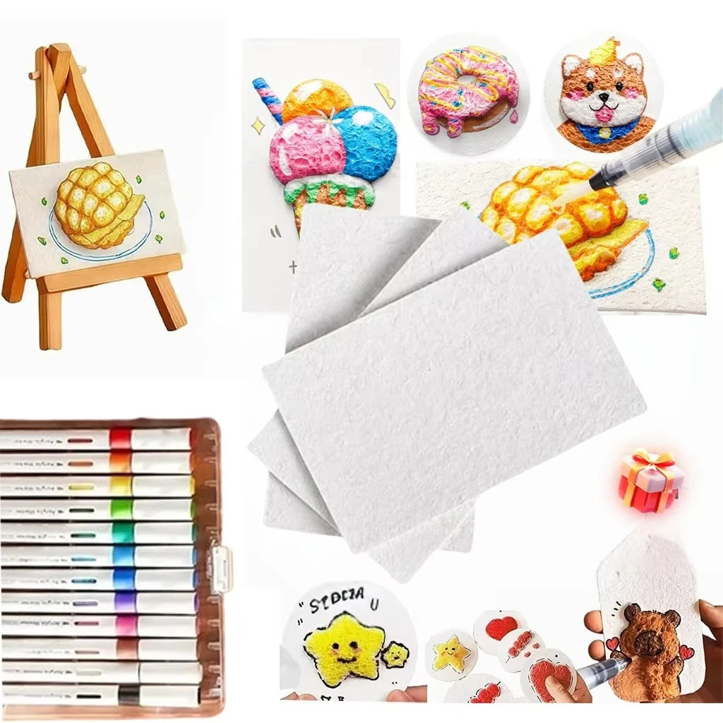 3D Drawing Magic Canvas Sponge Kid DIY Kids Painting Paper 3D Art Drawing Paper for Kid DIY Painting Magics Texture Painting Kit
