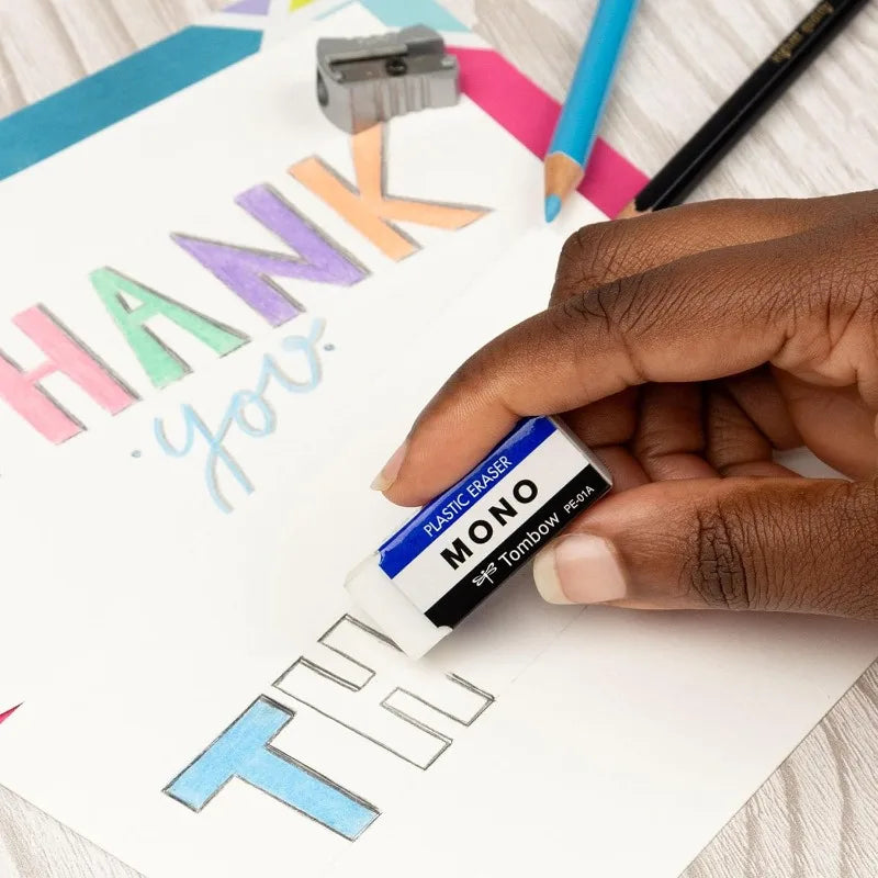 Tombow MONO Eraser,White,2B/4B.Cleanly Removes Marks Without Damaging Paper Great for school or art Premium Quality Erasers