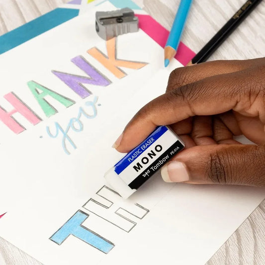 Tombow MONO Eraser,White,2B/4B.Cleanly Removes Marks Without Damaging Paper Great for school or art Premium Quality Erasers
