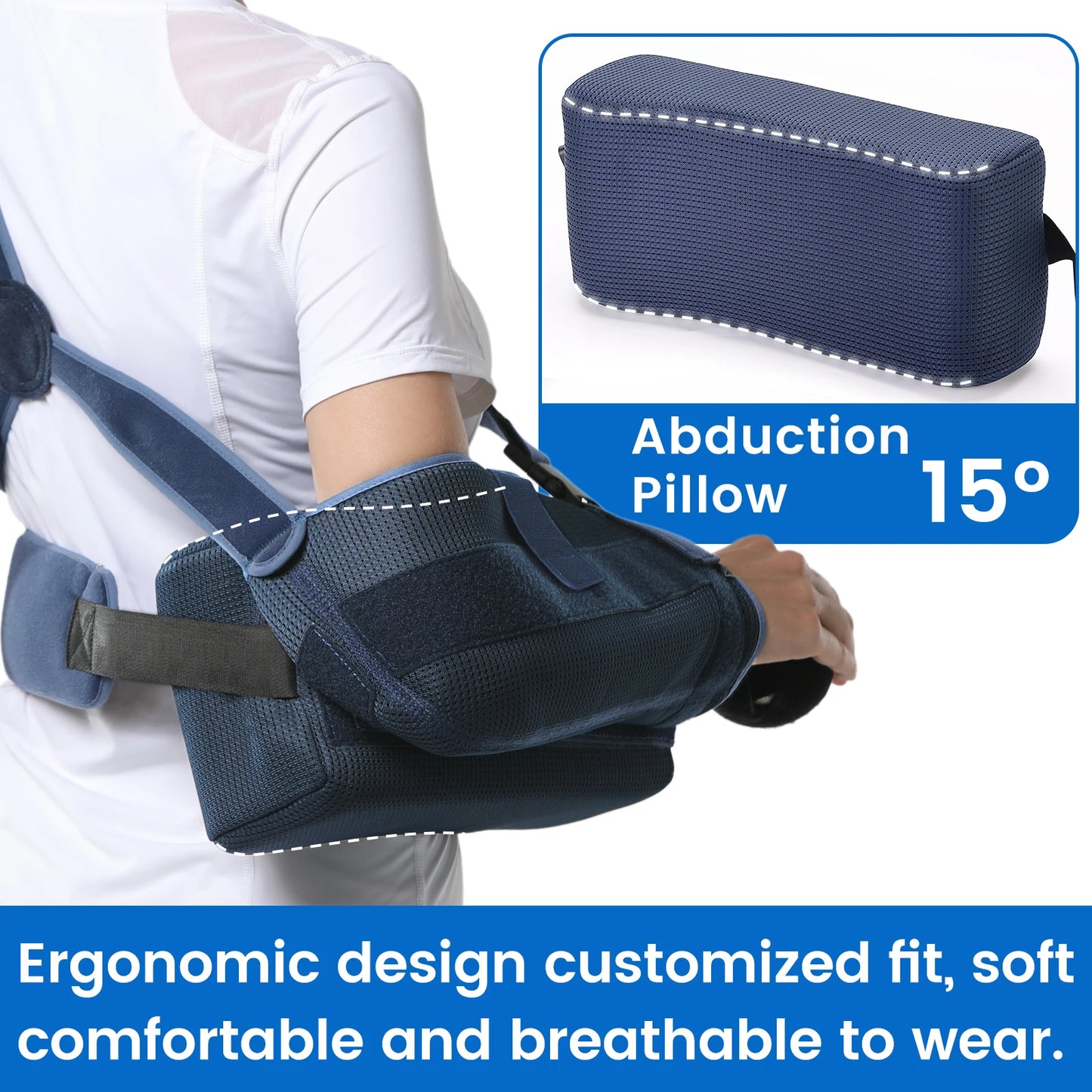 VELPEAU Shoulder Abduction Sling for Arm Injury, Rotator Cuff Surgery and Fracture, Shoulder Immobilizer with Removable Pillow