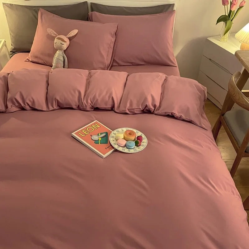 2025 New Solid Color Duvet Cover Double/Queen Size Anti-Mite Durable Comforter Cover Simple Durable (No Pillowcase)