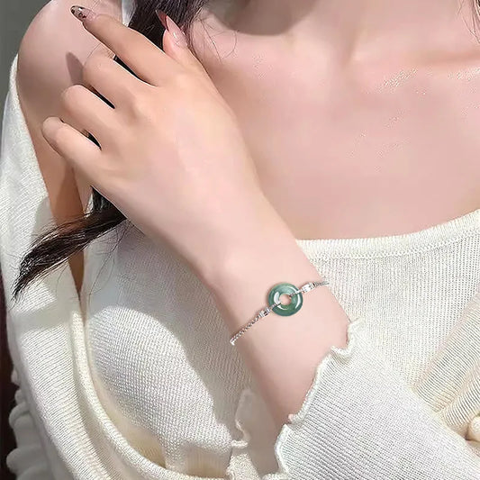 High End Natural A-grade Blue Water Jade Bracelet Ice Jadeite S925 Silver Inlaid Women's Fashion Jewelry Wholesale Drop Shipping