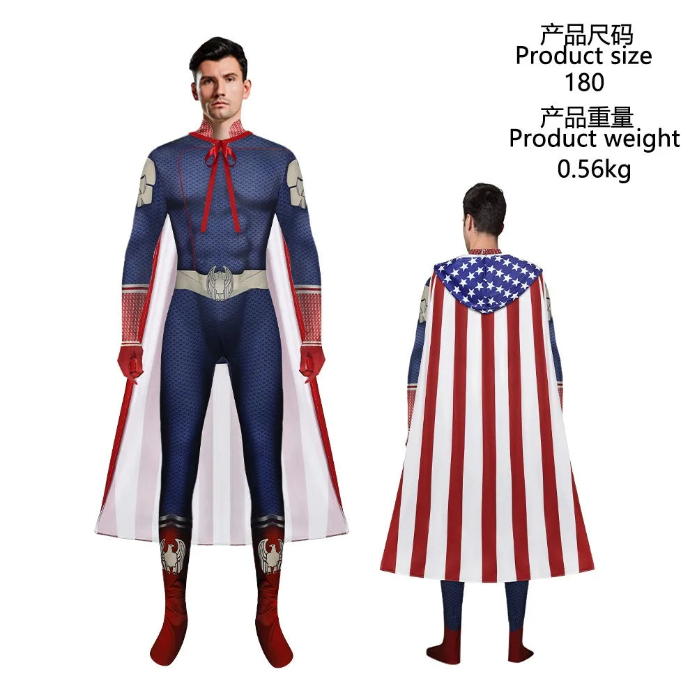 The Boys Cospaly The Homelander Costume Women Men Halloween Costume Antony Starr Superhero Zentai Suit Jumpsuit Cloak Bodysuit