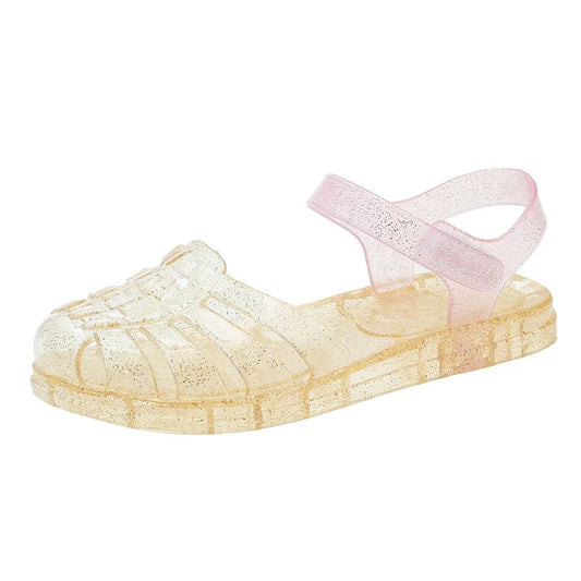 New Summer Kids Crystal Jelly Princess Clogs Sandals for Baby Girls Roman Soft Sole Beach Shoes Non Slip Flat Fun Children Shoes