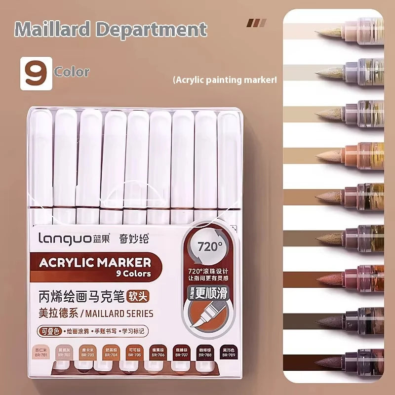 Acrylic Marker Set – Soft Brush Tip Paint Pens in Themed Colors, 9–45 Colors