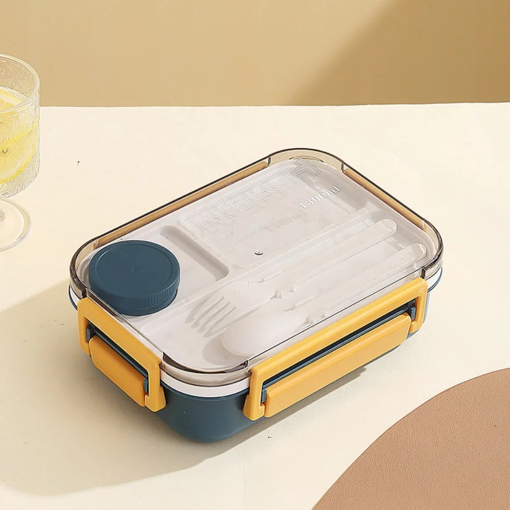 Portable Plastic Lunch Box for Children Adults Thermo Soup Bento Box with Tableware Leakproof Large Capacity Food Storage Boxes