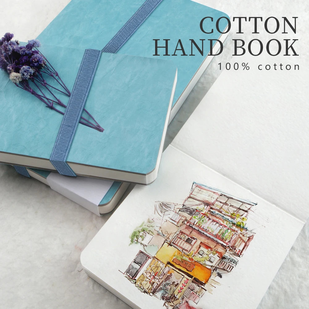 POTENTATE Blue Color Watercolor Journal Drawing Book Hand Notebook Sketch Pad 100% Cotton 300gsm Cold Press for Art Supplies