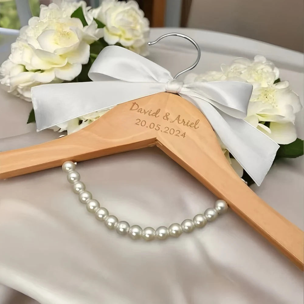 Custom Wedding Dress Hanger Personalized Wedding Hanger Personalised Bridal Hanger Engraved Names and Date Bridal Shower Gifts