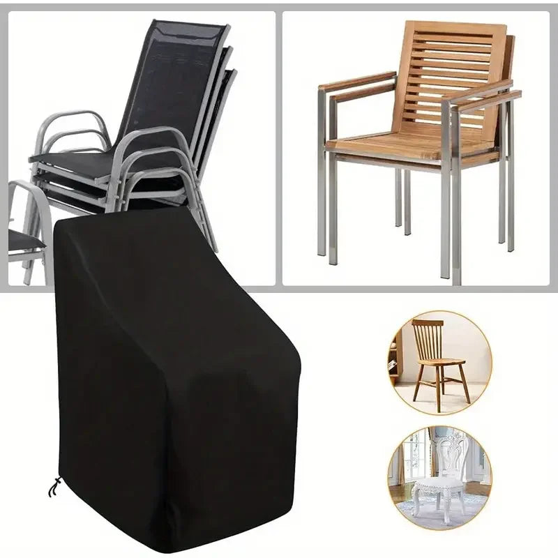 1pc Premium Waterproof Stacking Outdoor Chair Cover - Durable 210D Cloth Lounge Chair Protector with Weather Protection