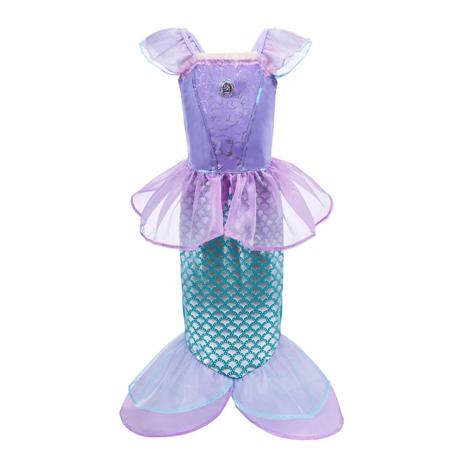 Princess Dress for Girls Elsa Anna Cosplay Costume Kids Jasmine Belle Cinderella Aurora Halloween Christmas Party Elegant Dress
