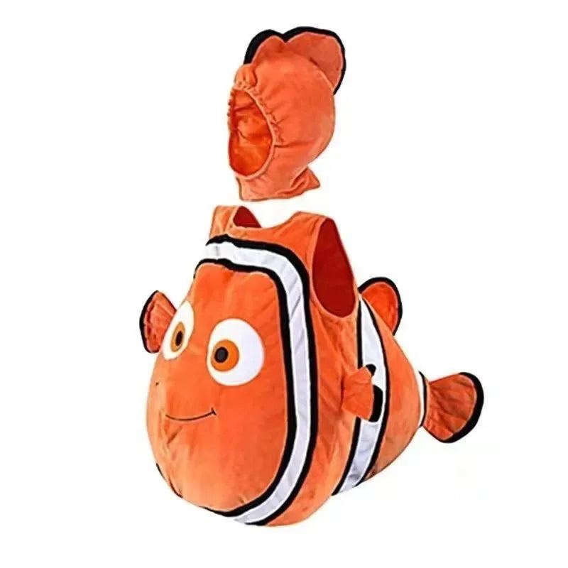New Halloween Cosplay Costume Cartoon Animal Underwater Mobilization Nemo Clown Fish Jumpsuit Headgear Set for Adult Boys Girls