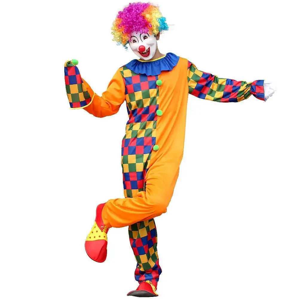 Adults Funny Clown Costumes Joker Bodysuit for Men Magician Performance Fancy Halloween Outfits Just Clothes No Prop