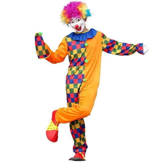 Adults Funny Clown Costumes Joker Bodysuit for Men Magician Performance Fancy Halloween Outfits Just Clothes No Prop