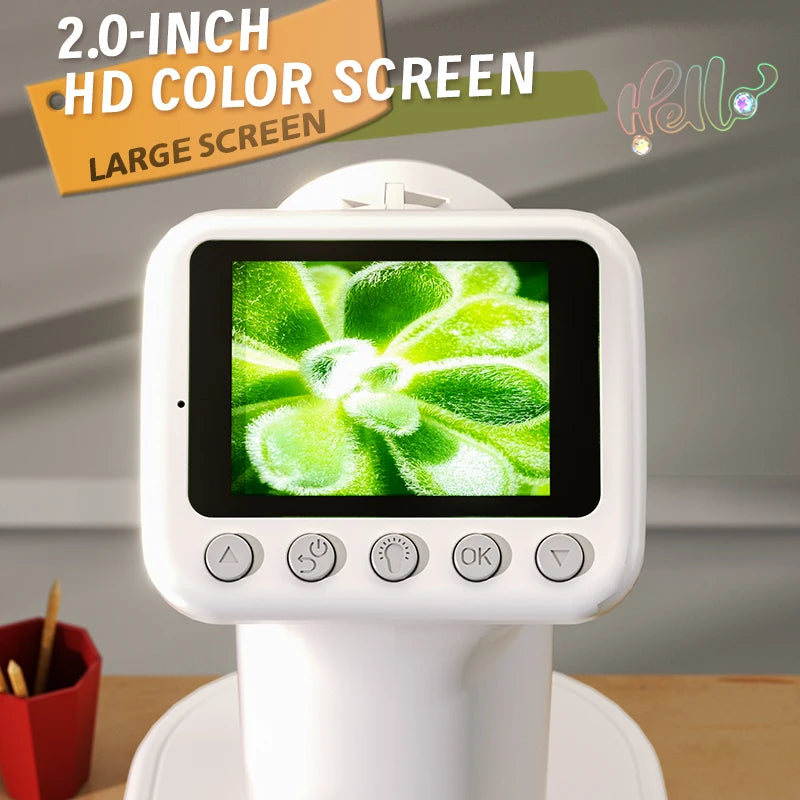 Kids Microscope 1600x Biological Science Stem Toy Hand Loupe School Educational Pocket Microscope with LED Light