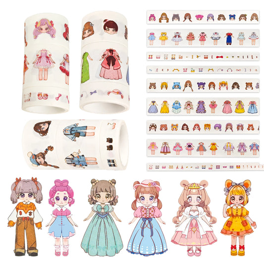 3 Rolls Dress-Up Stickers for Kids Fun Girls DIY Dressing Stickers for Scrapbooking Notebook Decal Art Kit Stickers for Kids Tee