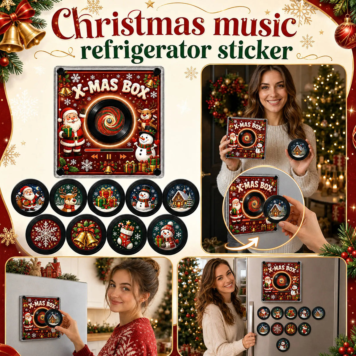 Rotating Disc Night Light NFC Induction Music Box Fridge Magnet Player Magnetic Refrigerator Sticker Ambient Lamp Birthday Gift