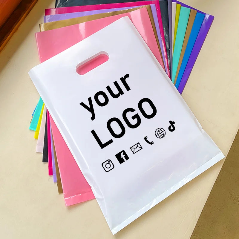 50pcs Custom Shopping Bags Reusable Party Gift Bags Corporate Promotion Event Promotional Packaging Bags with Logo Printing