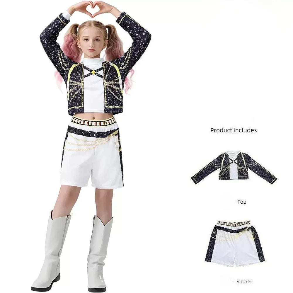 New Warrior K Pop Disguise Rumi Costume Zoey Cosplay Mira Clothes Black 3D Printing Girls Group Women Halloween Costumes Outfits