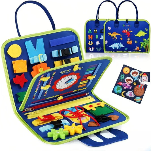 Toddler Montessori Busy Board Sensory Activity Educational Toy Polyester Fine Motor Skills Development Travel Learning Gift Kids