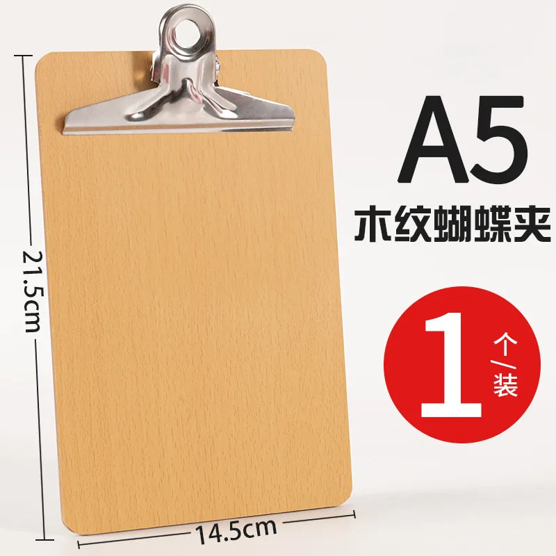 A4 Clip Board Wooden Writing Pad Folder Paper Office Supplies Organizer Clipboard Storage Box Document Pad Paper Holder