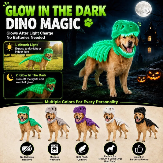Dinosaur Skeleton Pet Costume for Dogs Cats Halloween Cosplay Outfit Funny Pet Clothes Party Dress Up Costume Puppy