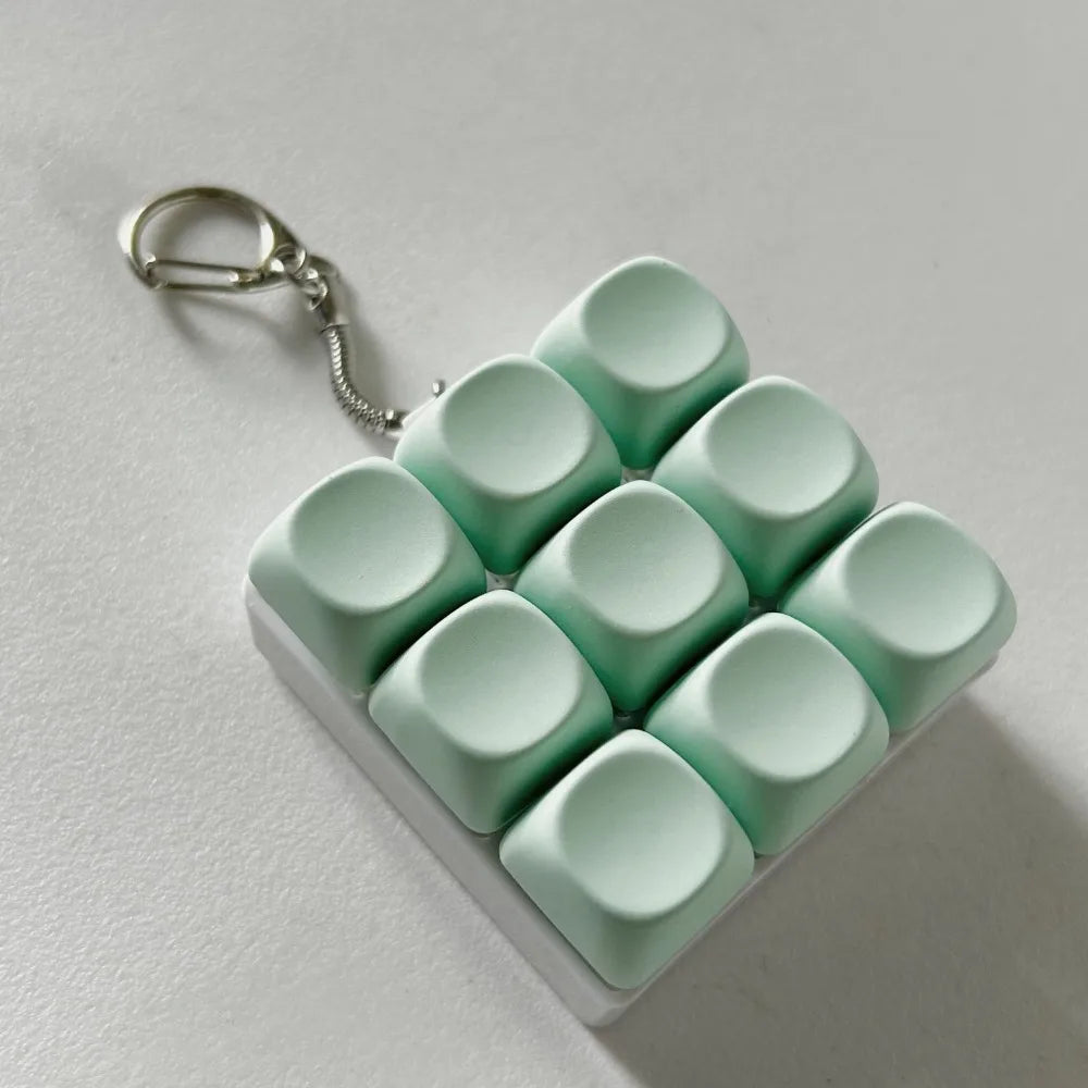 Relaxing DIY Keyboard Fidget Keychain Keycap Keys Button Finger Keyboard Cap 4/9Keys Relief Stress Clicker Toy Adult