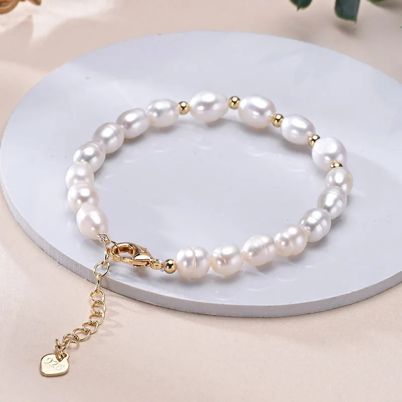 Natural Freshwater Pearls Multicolored Bracelet Golden Small Beads S925 Sterling Silver Chain Fine Jewelry Gifts for Women