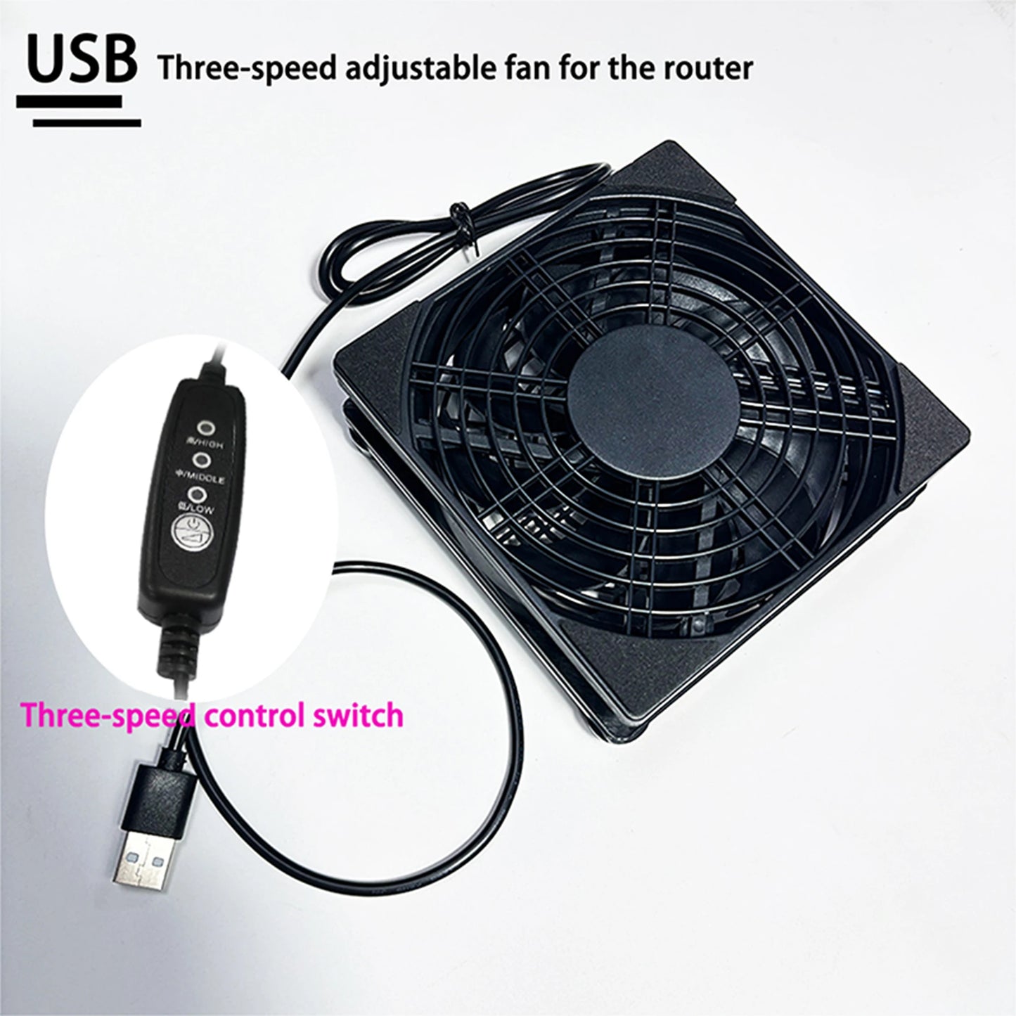 1pc USB supports 3-speed adjustment. The computer fan is silent. The 5V power supply fan is equipped with a speed controller, su