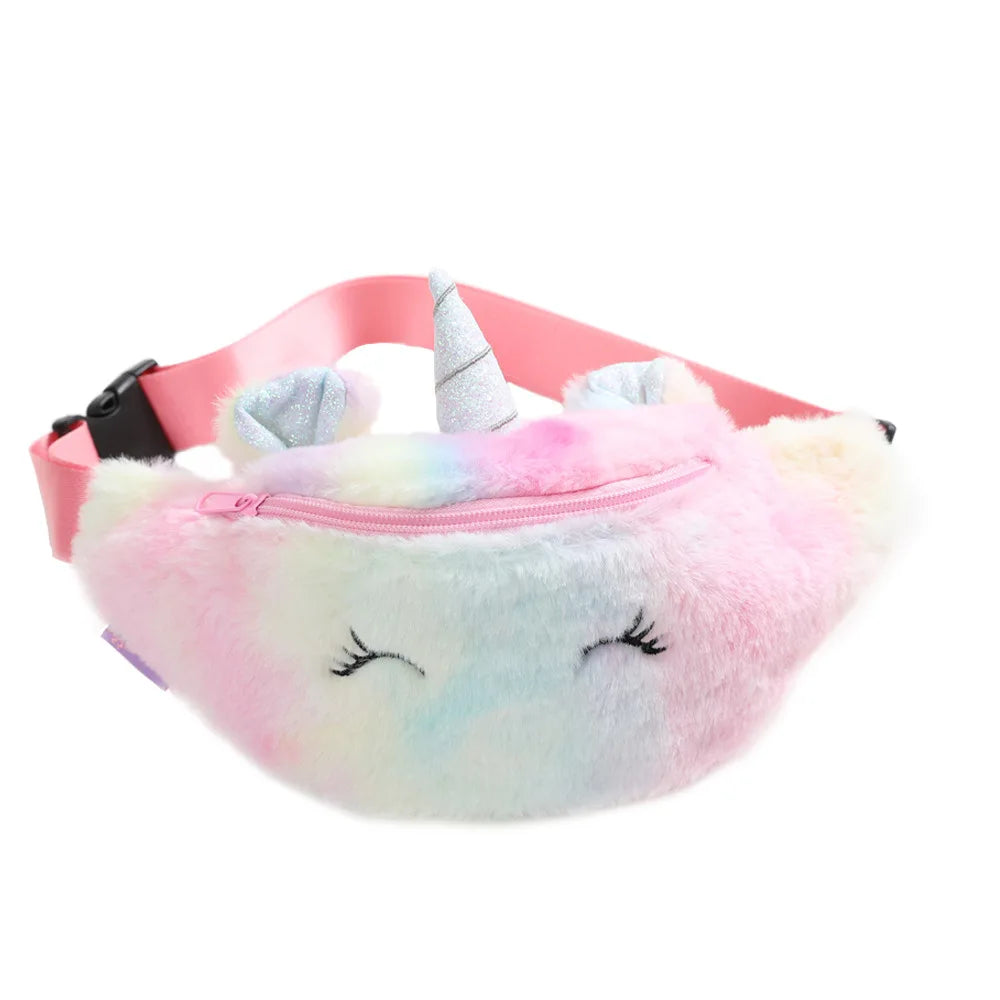 Unicorns Cartoon School Book Bag Backpacks Cute Fashion 3D Fur Backpacks For Girls Travel Backpack Children Schoolbag Kids Gift