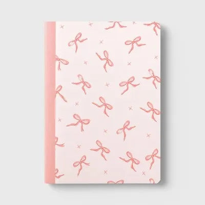 Wide Rule Bow Spot 7.5"X10.5" Composition Paper Notebook Light Terracotta Pink - for School Office Writing