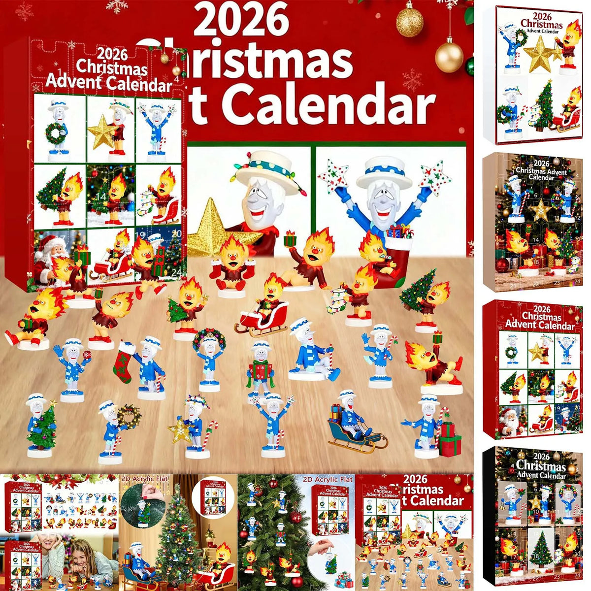 2026 The Year Without A Santa Claus 24 Days Advent Calendar 2D Acrylic Hanging Ornament Blind Box Halloween Decor Gift