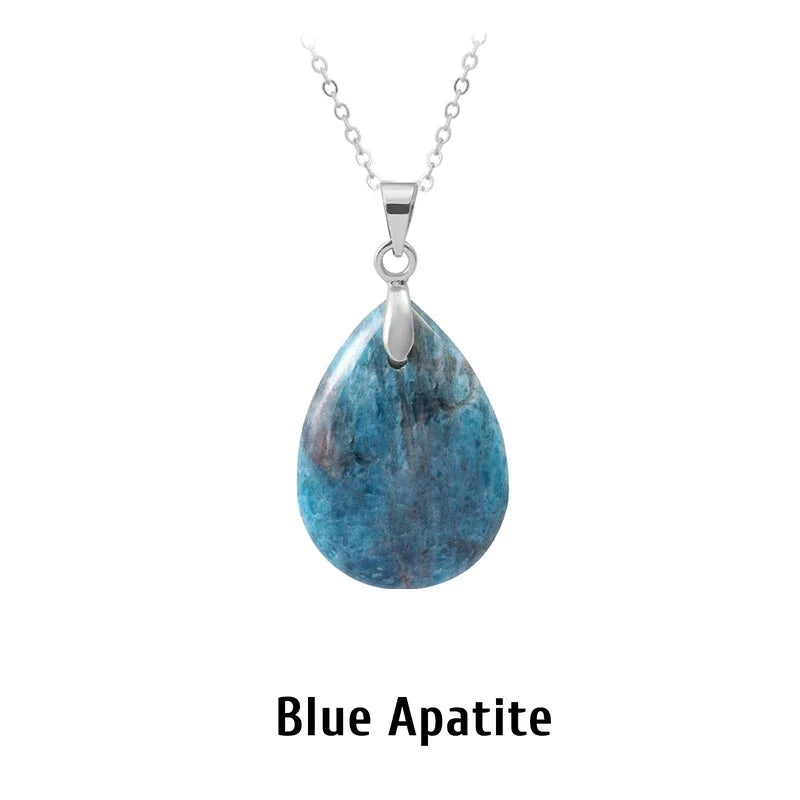 Natural Stone Crystal Pendant Teardrop Fashion Necklace For Diy Necklace Earrings Making Jewelry Christmas Friendship Gift