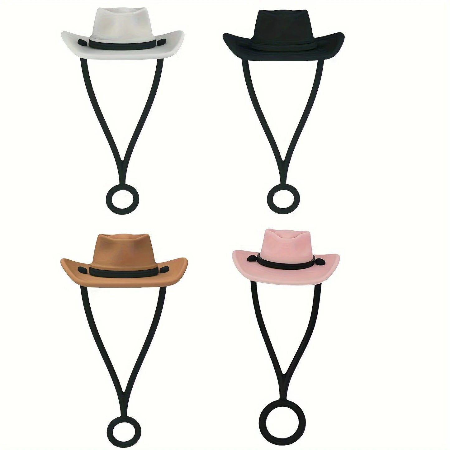Silicone Cowboy Hat Straw Cap Shape Straw Topper Compatible For Cup Reusable Straw Tip Protector Cap Mug Accessory