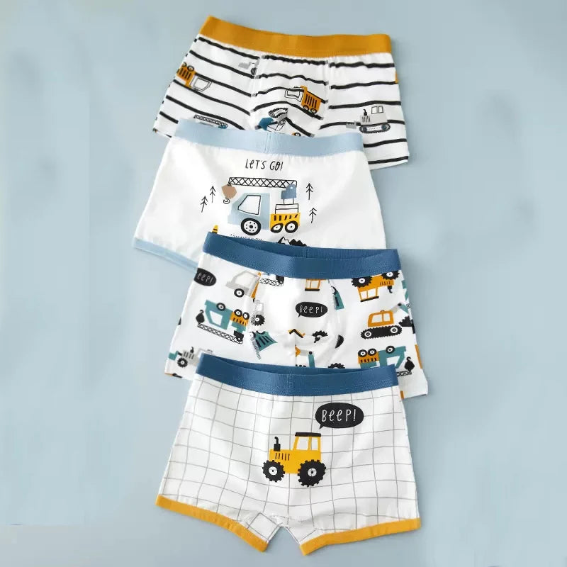 4pcs Children's Underwear for Boys Cotton Cute Dinosaur Shorts Panties Fashion Teenage Breathable Soft Boxers Toddler Underpants