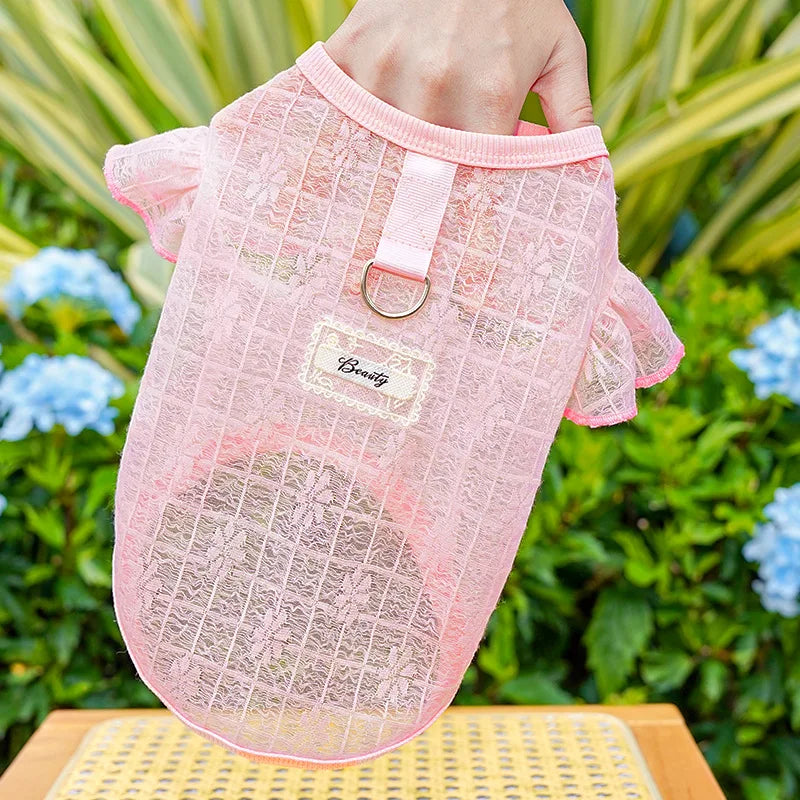 Dog Cooling Vest Thin Print Dog Clothes Summer Fashion Pet T Shirt Fly Sleeves Girls Dog Clothing Chihuahua Bichon Puppy Vests