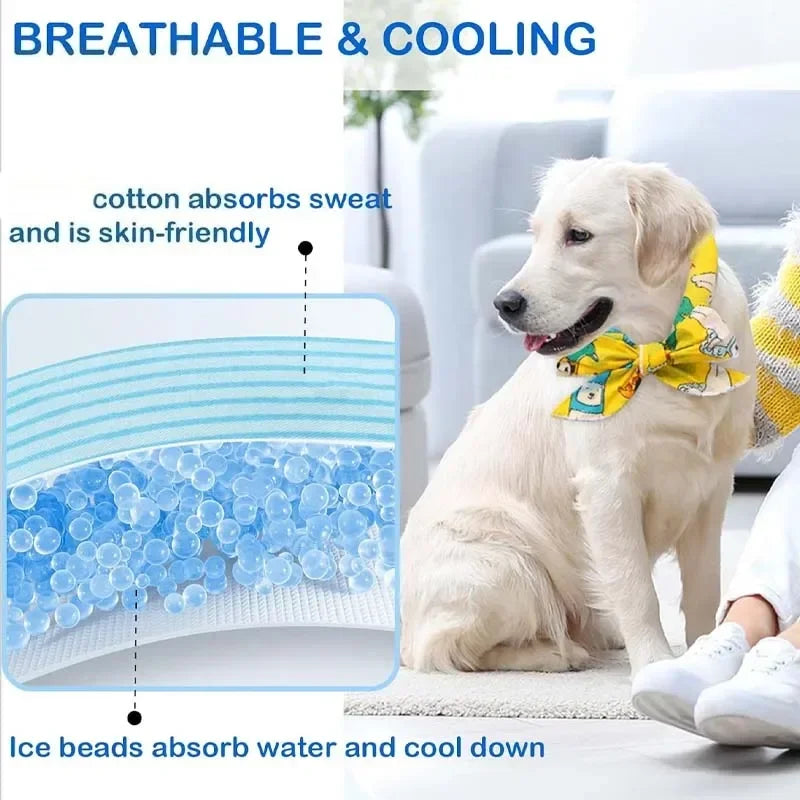 1-20PCS Summer Pet Cooling Scarf for Cats Dogs Ice Collar Cartoon Design Breathable Heat Relief Outdoor Travel Accessory