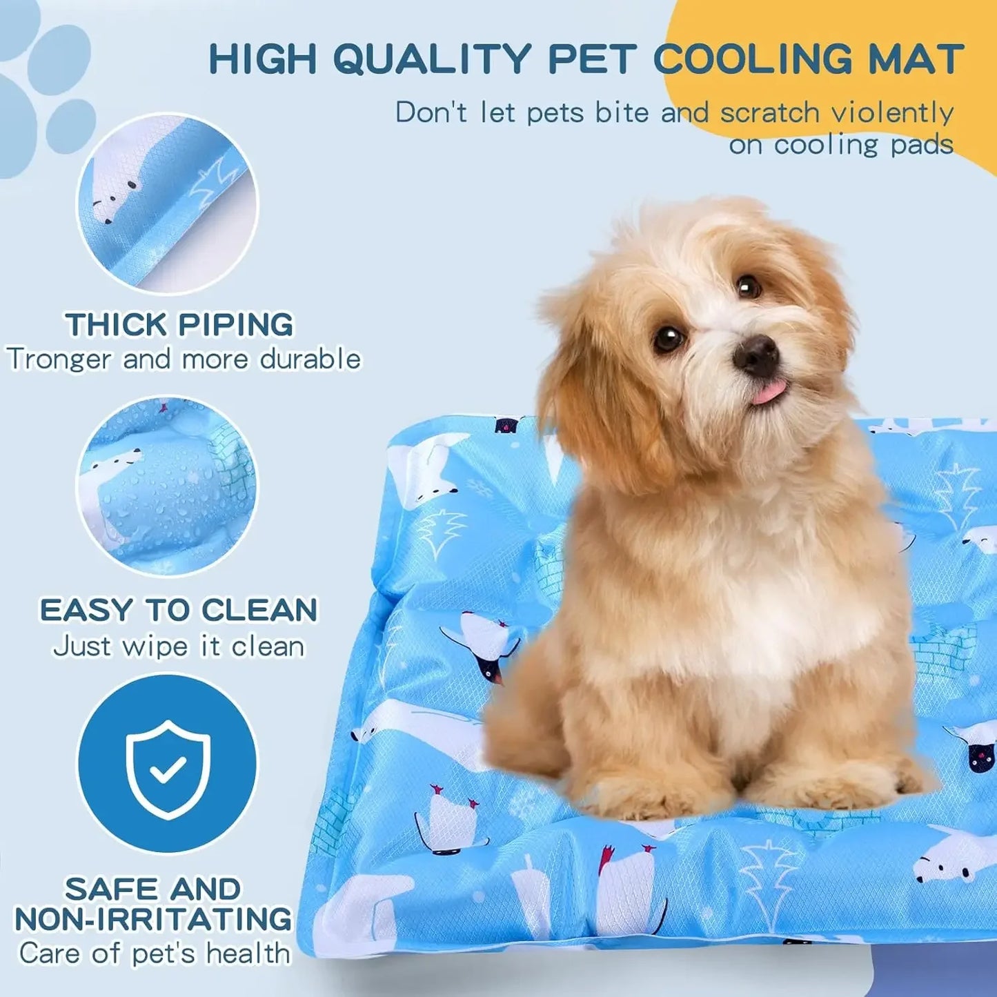 Cat Dog Cooling Mat Summer, Durable Ice Blanket for Sofa, Reusable Cold Bed for Small Large Pets, Anti-Heat