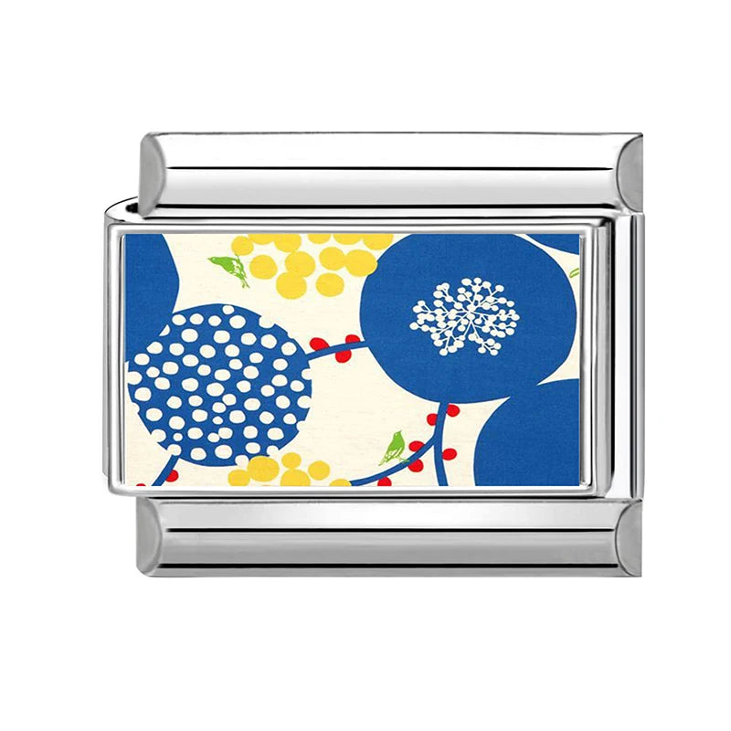 Wholesale Blue Series Beautiful Blue Flowers Italian Charms Fit 9mm Stainless Steel Women Fashion Bracelet DIY Jewelry Gifts