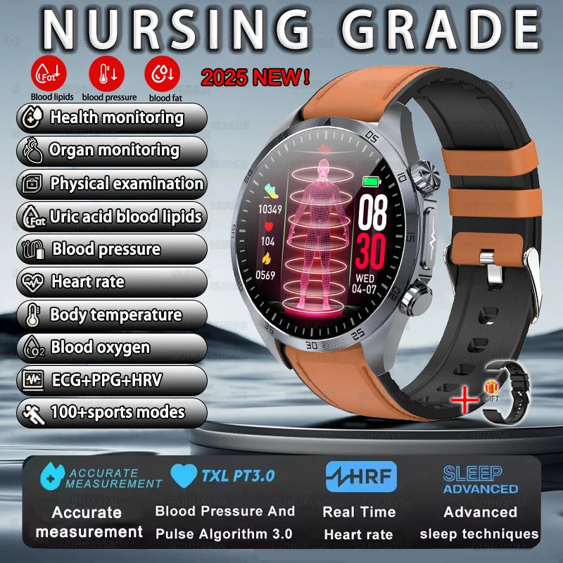 2026 NEW For Health Pulse Therapy Smart Watch ECG+PPG Blood Fats Uric Acid BT Call Sports CES Sleep Organ detection Health Watch
