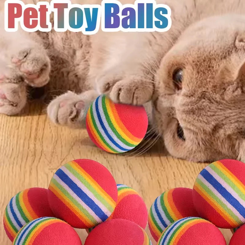5/10/30PCS Rainbow EVA Cat Toys Ball Interactive Cat Dog Play Chewing Rattle Scratch EVA Ball Training Balls Pet Toys Supplies