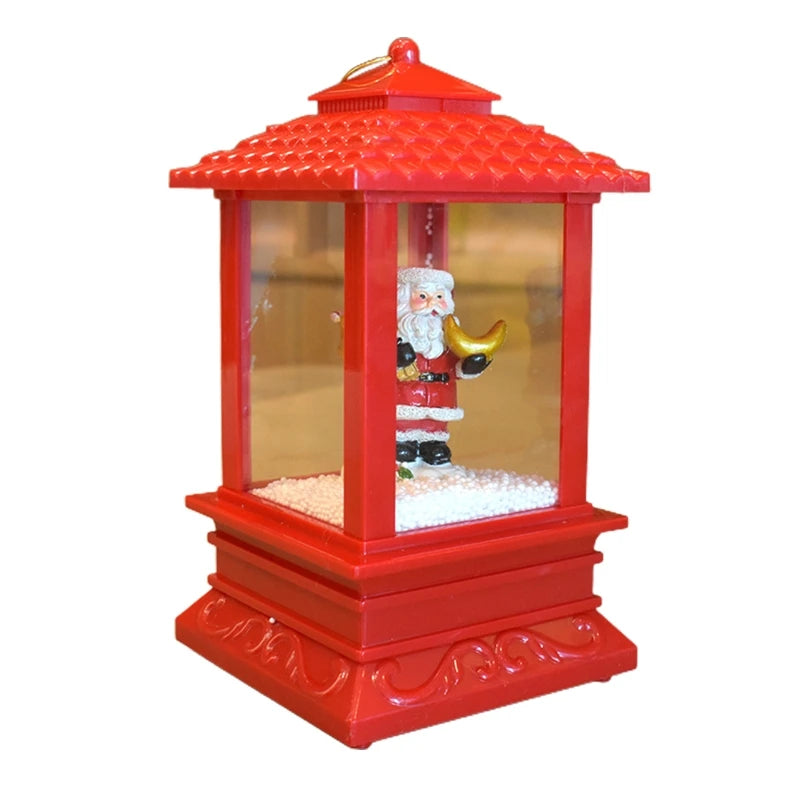 Christmas Lantern Music Snow Spraying Decor Light Ornament Holiday Party Decor